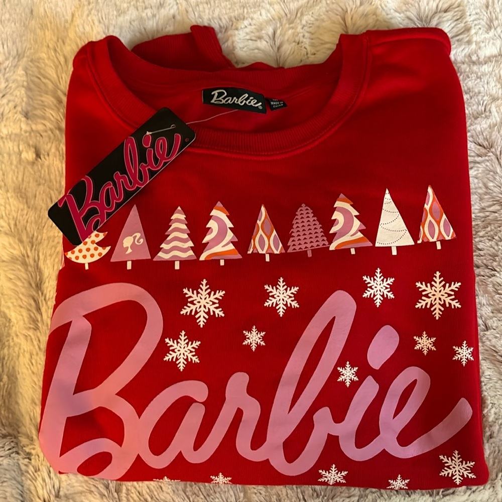 NWT beautiful festive red Barbie sweatshirt & vintage collectible mini doll! - Picture 6 of 14